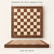 Échiquier seul n°4 noyer et sycomore — dimensions