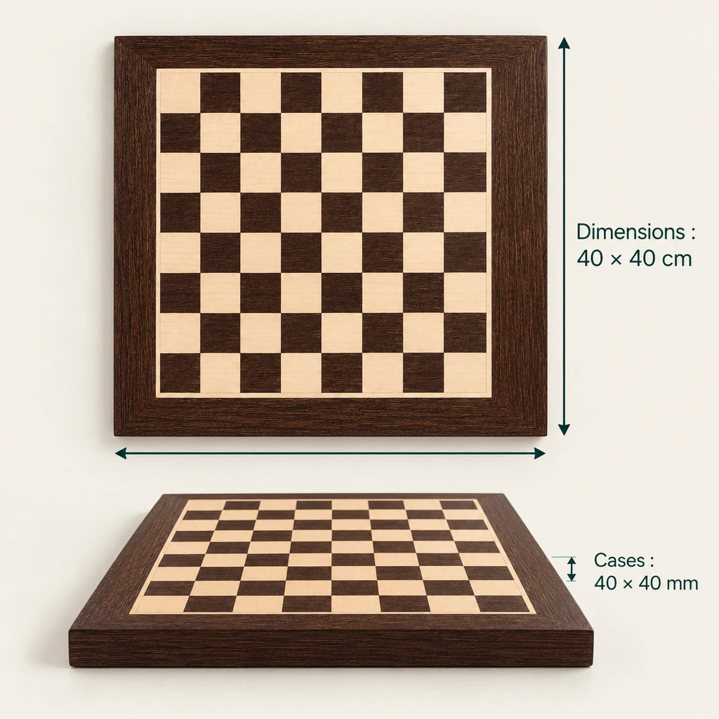 Échiquier seul n°4 wengé et érable — dimensions