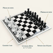 Jeu d’échecs Le Marais en verre — points clés