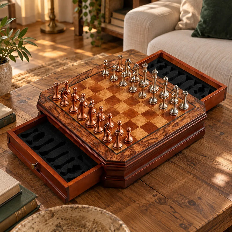 Jeu d’échecs Le Montparnasse — mis en scène dans un salon