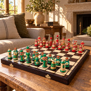 Jeu d’échecs La Matriochka — mis en scène dans un salon