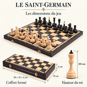 Jeu d’échecs Le Saint-Germain en bois — dimensions vérifiées du modèle