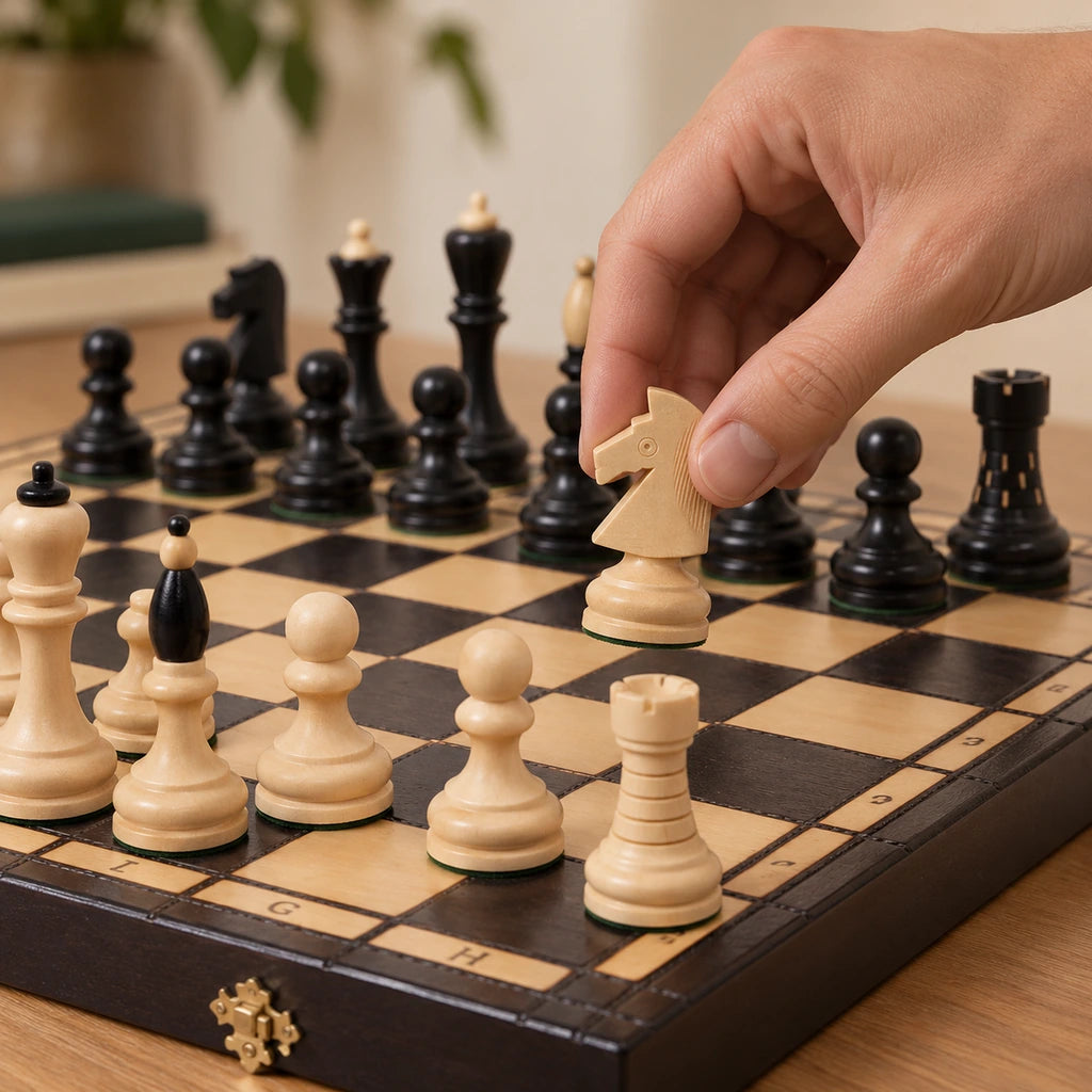 Jeu d’échecs Le Saint-Germain — une main déplace une pièce