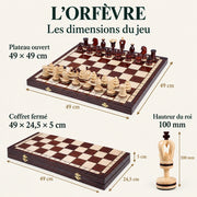 Jeu d’échecs L’Orfèvre à incrustations de laiton — dimensions vérifiées du modèle