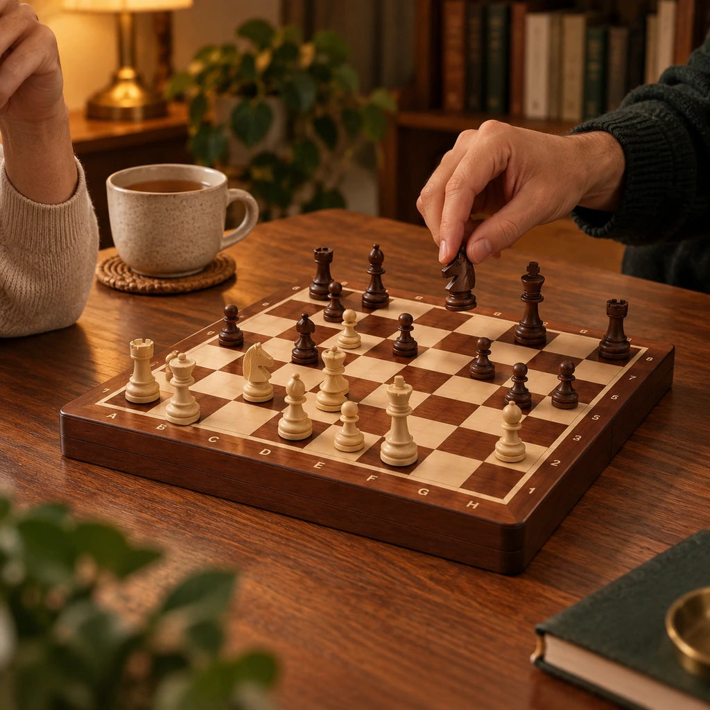 Jeu d’échecs Le Nomade marqueté — partie en cours