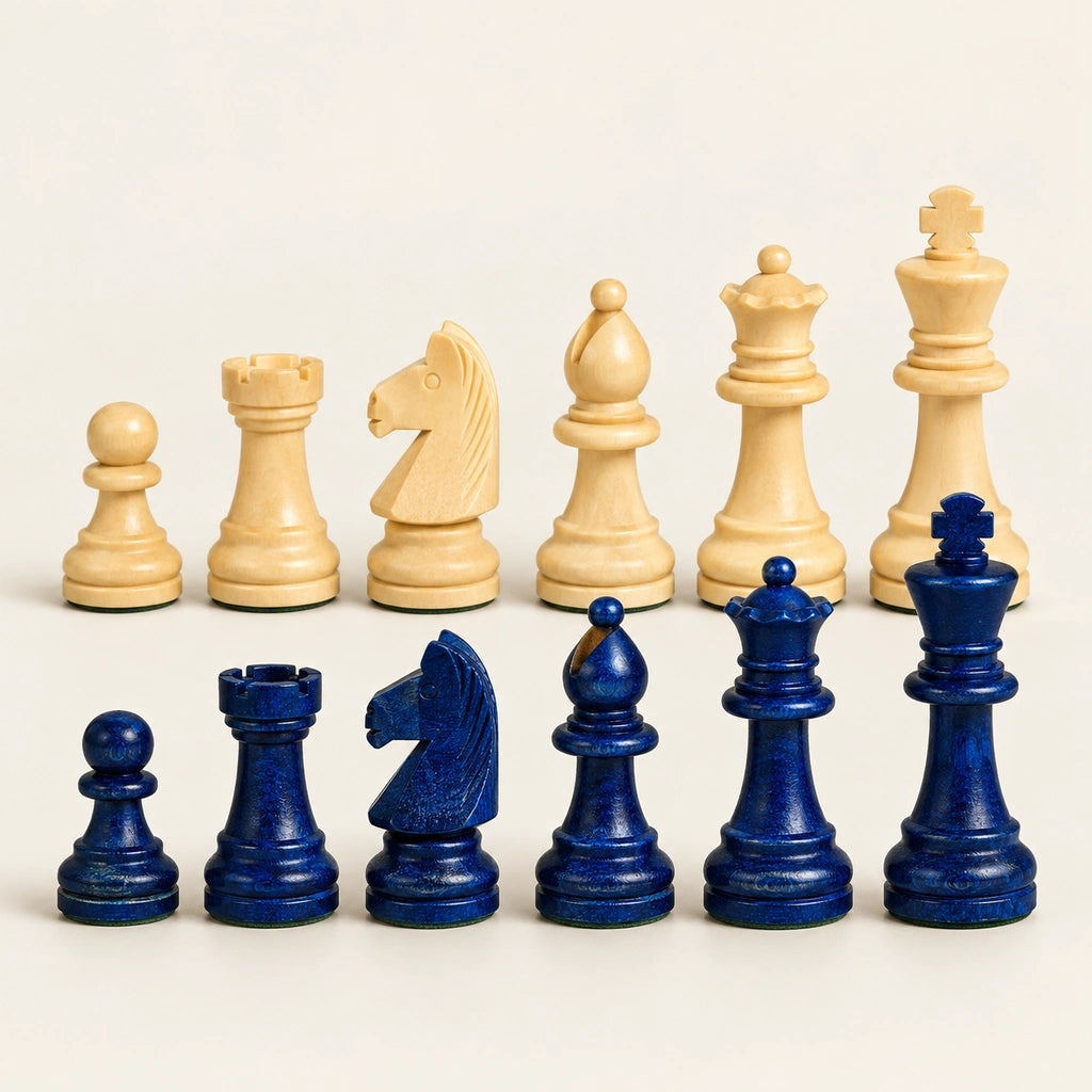 Jeu d’échecs Le Petit Nomade bleu — rangée des pièces
