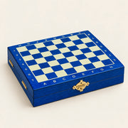 Jeu d’échecs Le Petit Nomade bleu — coffret fermé