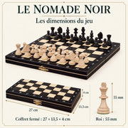 Jeu d’échecs Le Nomade noir magnétique — dimensions vérifiées du modèle