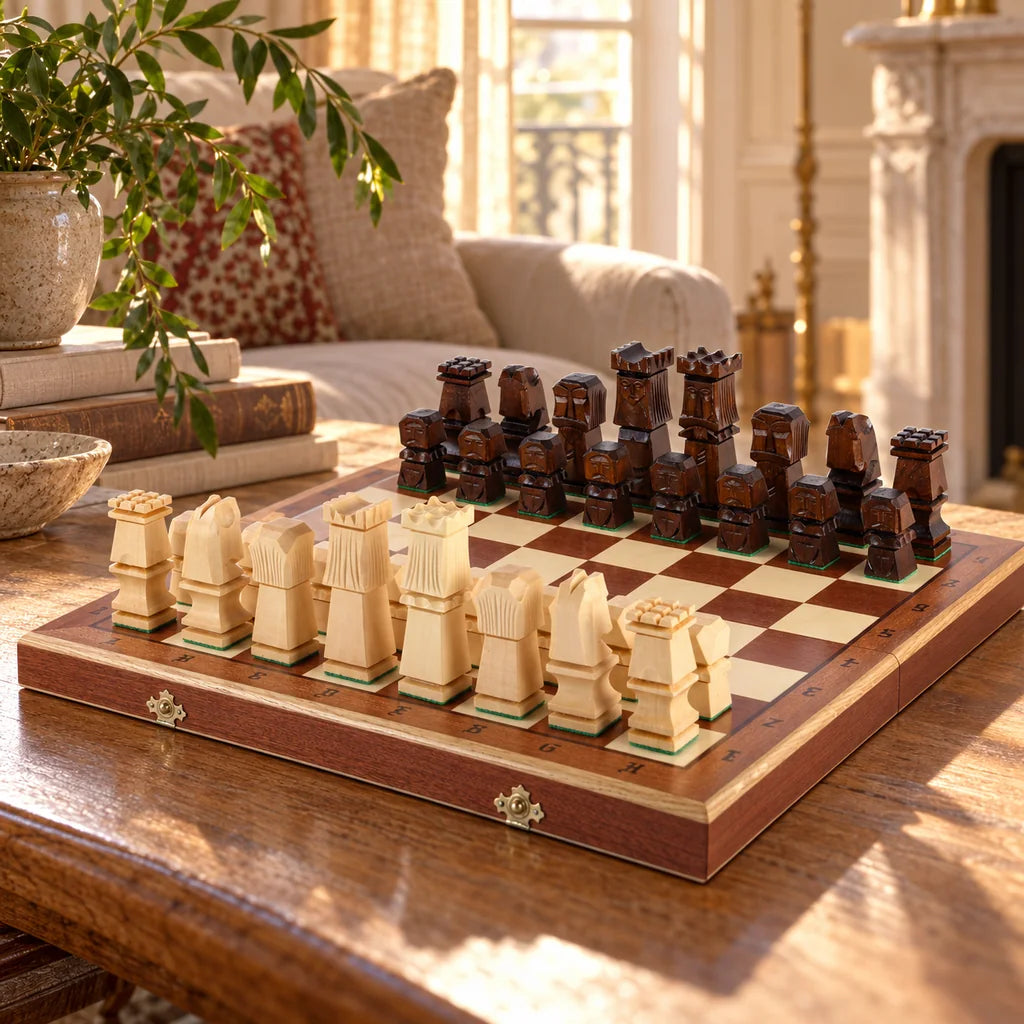 Jeu d’échecs Le Bastion — mis en scène dans un salon