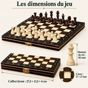 Jeu d’échecs L’Apprenti magnétique en bois — dimensions vérifiées du modèle