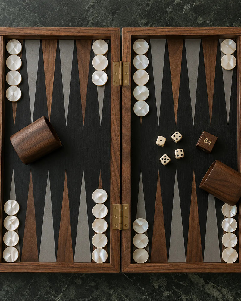 Backgammon Noyer & Chêne noir — 02 dessus