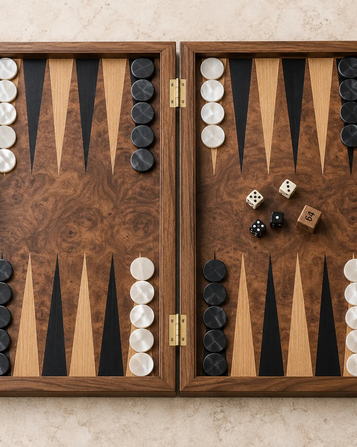 Backgammon Ronce de noyer — 02 dessus