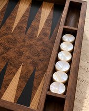 Backgammon Ronce de noyer — 06 rangement lateral