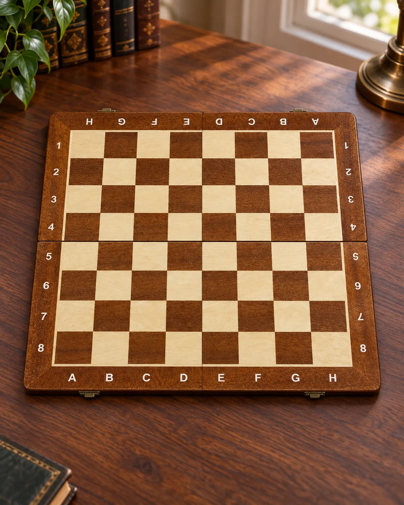 Échiquier marqueté avec coffret — mise en situation