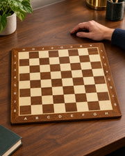 Échiquier marqueté avec coffret — pièce en main