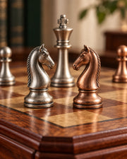 Jeu d’échecs aux finitions cuivrées et argentées — vue 3