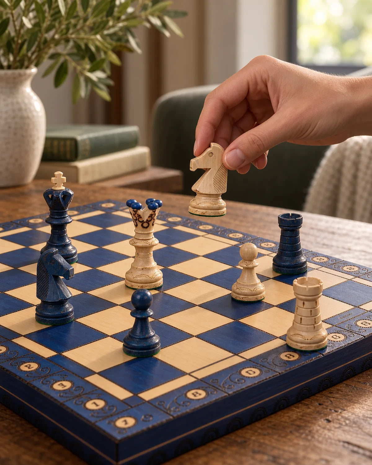 Jeu d’échecs Ambassador bois — pièce en main