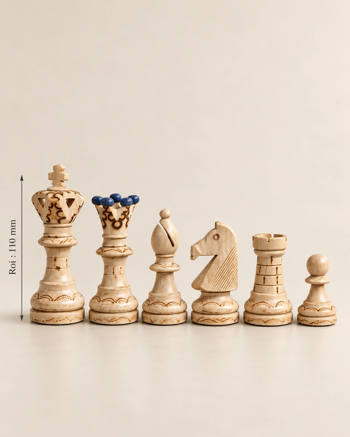 Jeu d’échecs Ambassador bois — détail des matières
