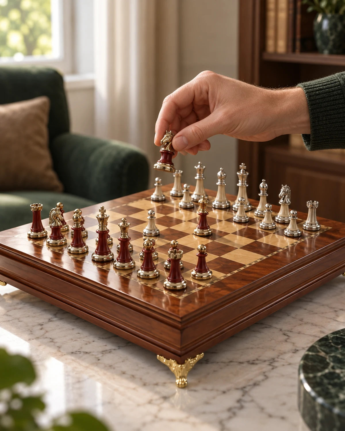 Jeu d’échecs aux accents dorés — vue 5