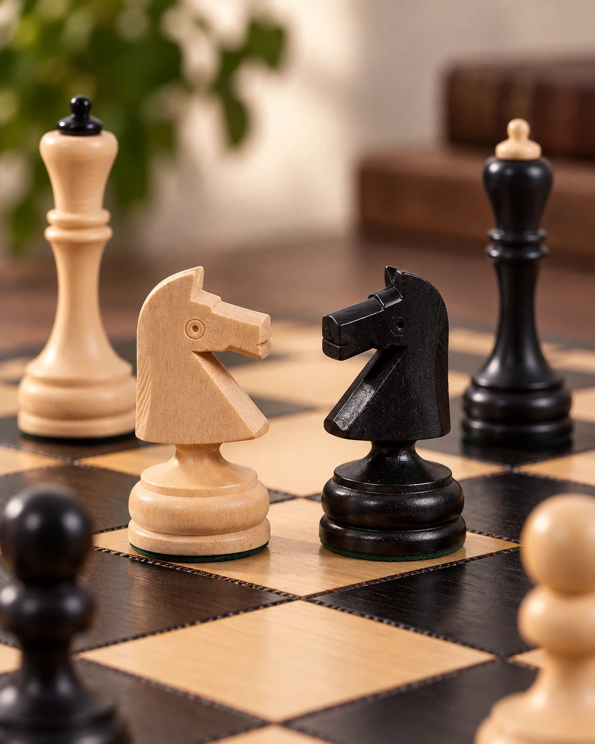 Jeu d’échecs Classic bois — détail des pièces