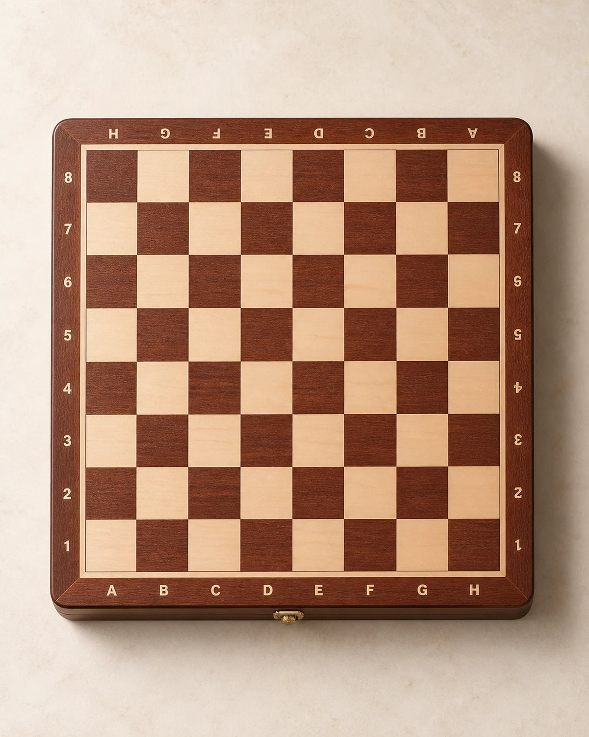 Jeu d’échecs magnétique marqueté — vue du dessus
