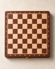 Jeu d’échecs magnétique marqueté — vue du dessus