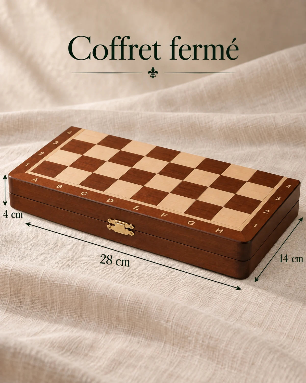 Jeu d’échecs magnétique marqueté — jeu fermé
