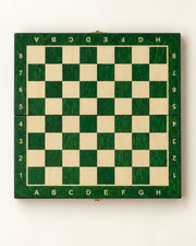 Jeu d’échecs magnétique mini 20 cm vert — vue du dessus
