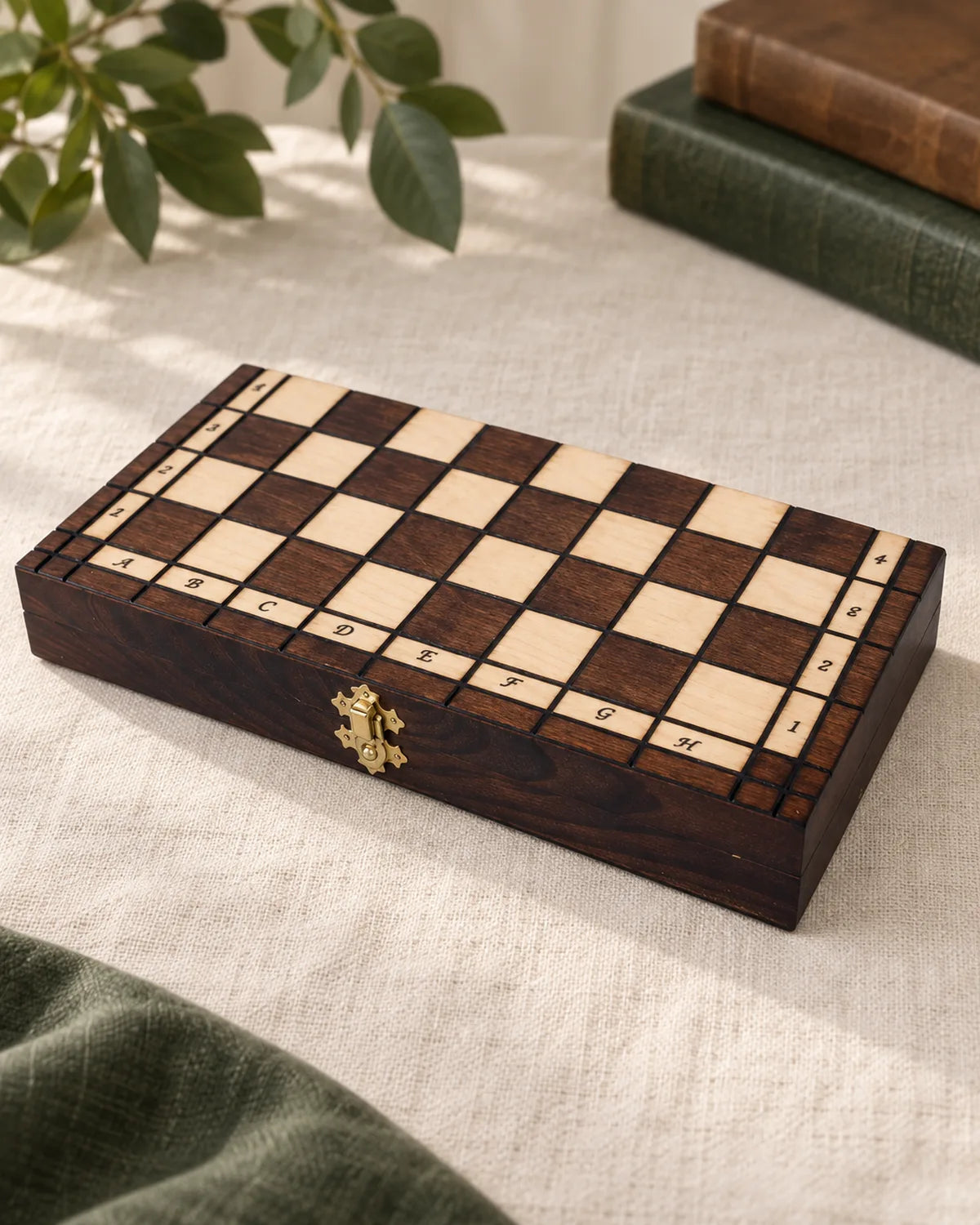 Jeu d’échecs Royal Maxi pyrogravé — jeu fermé