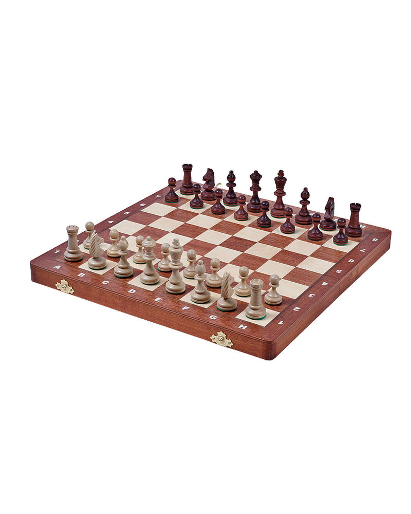 Jeu d’échecs Tournament n°4 doubles dames — plateau ouvert avec ses pièces, photo fabricant