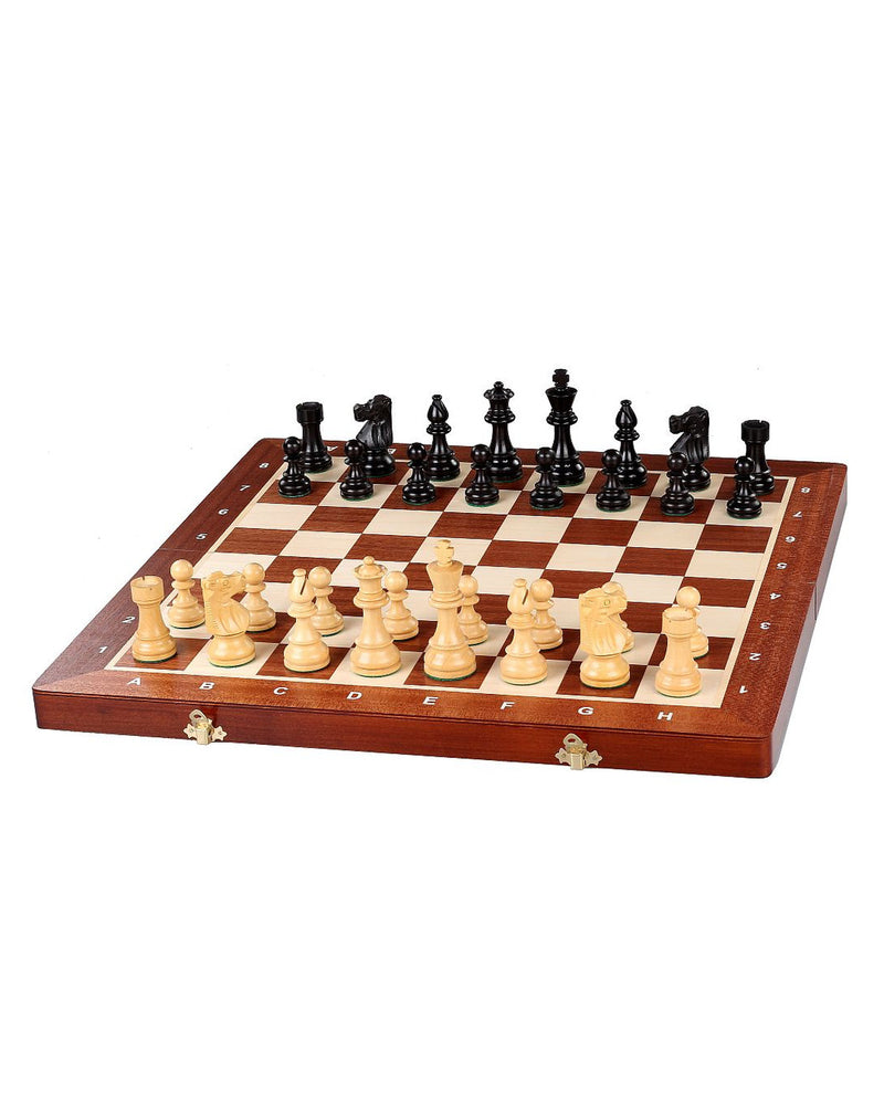 Jeu d’échecs Tournament n°4 French — plateau ouvert avec ses pièces, photo fabricant