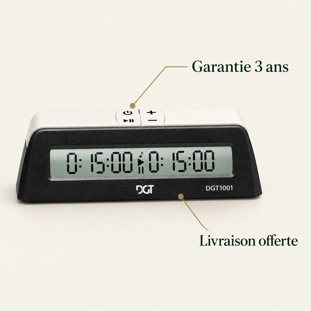 Pendule d’échecs numérique DGT 1001 noire — points clés