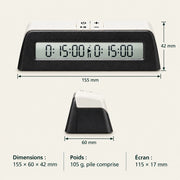 Pendule d’échecs numérique DGT 1001 noire — dimensions