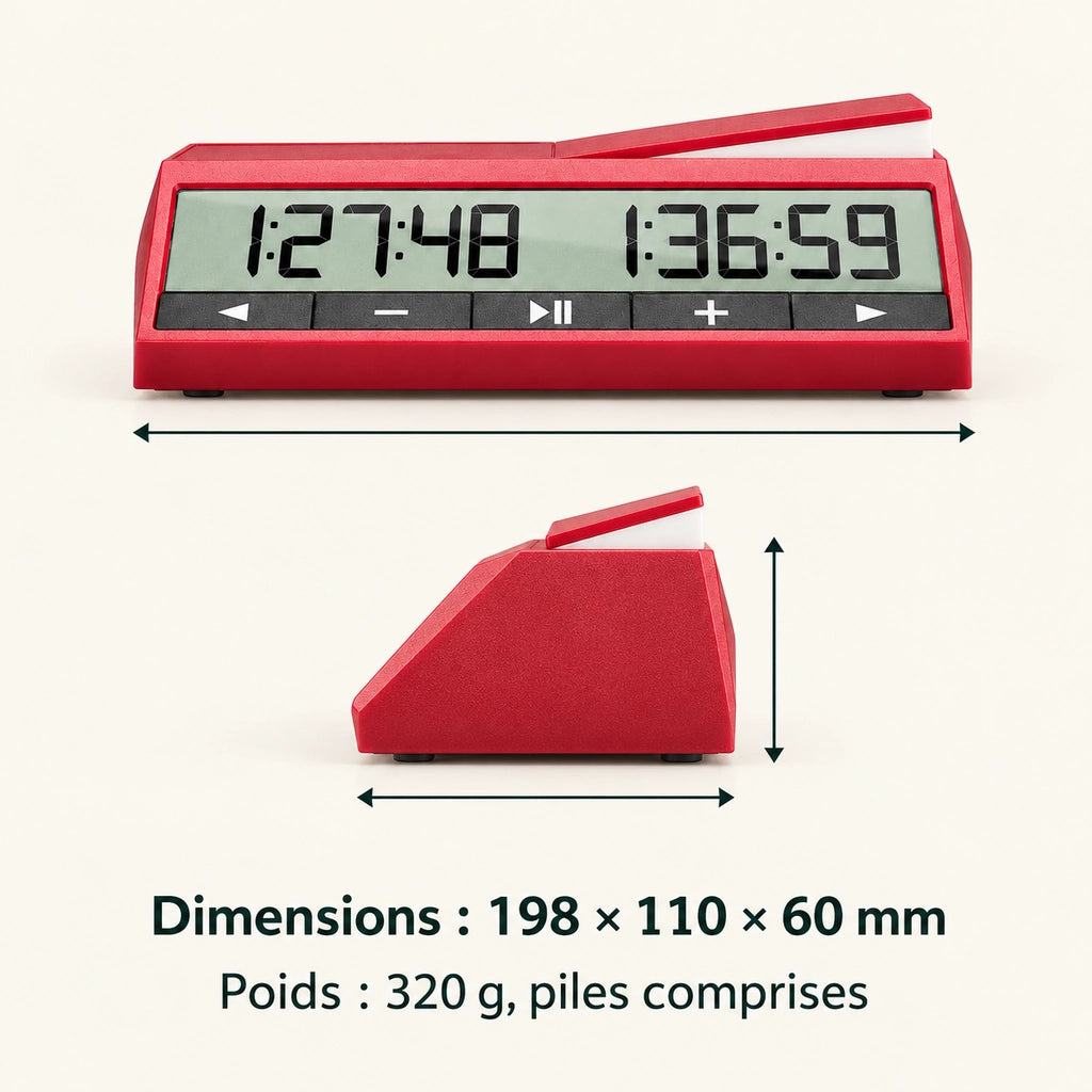 Pendule d’échecs numérique DGT 2500 — dimensions