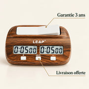 Pendule d’échecs numérique effet bois — points clés
