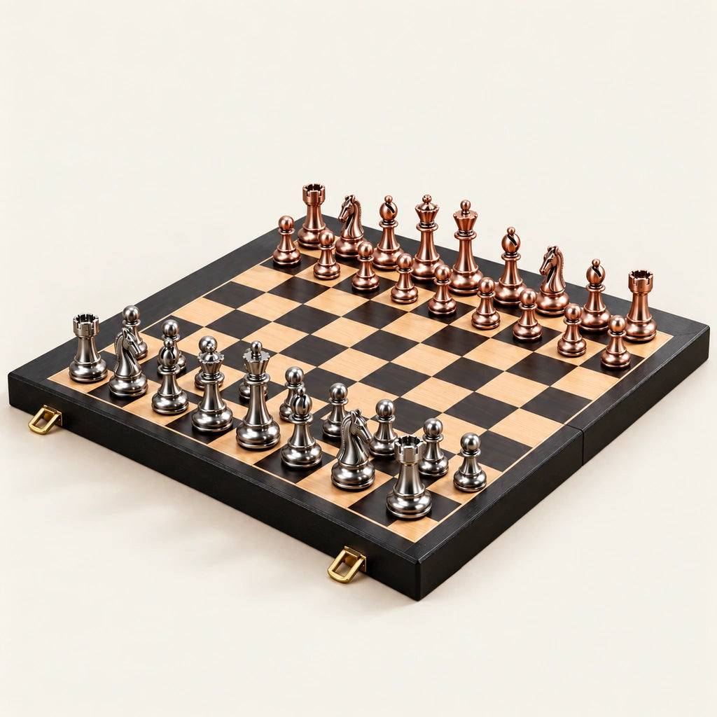 Jeu d’échecs Le Rivoli — échiquier pliant 38 cm, pièces en métal