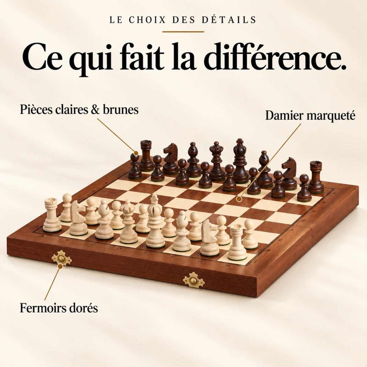 Ce qui fait la différence : Pièces claires & brunes, Damier marqueté, Fermoirs dorés.