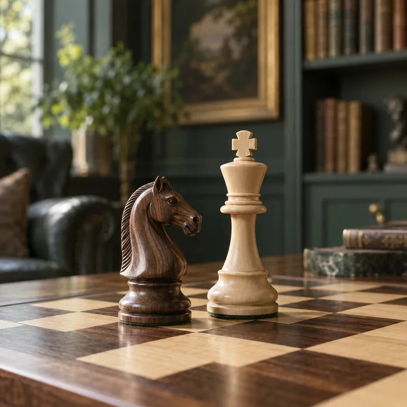 Détail de pièces d’échecs en bois