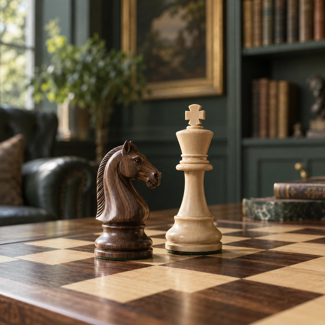 Détail de pièces d’échecs en bois
