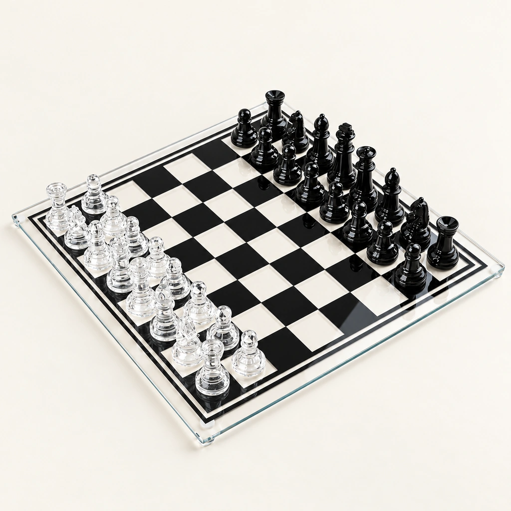 Le Marais Glass Chess Set — 35 cm Board, Glass Pieces