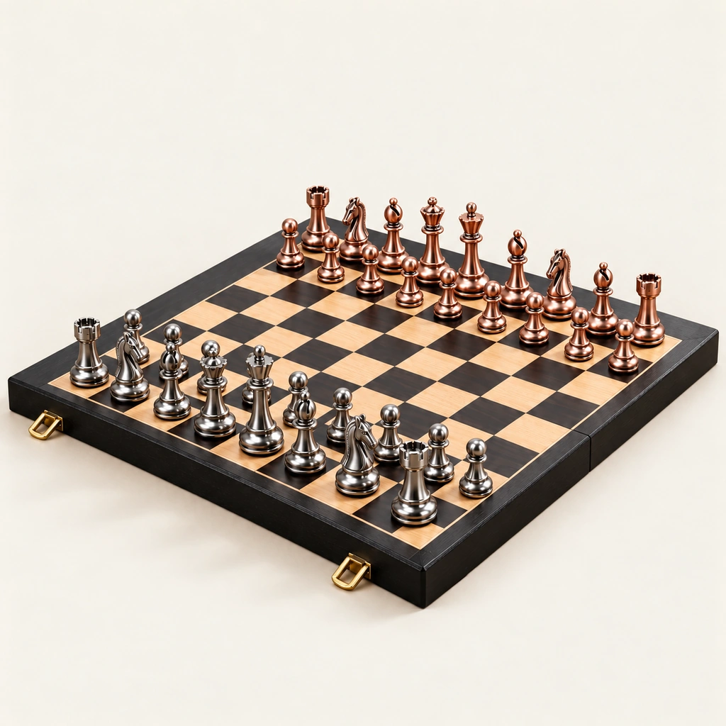 Le Rivoli Chess Set — 38 cm Folding Board, Metal Pieces