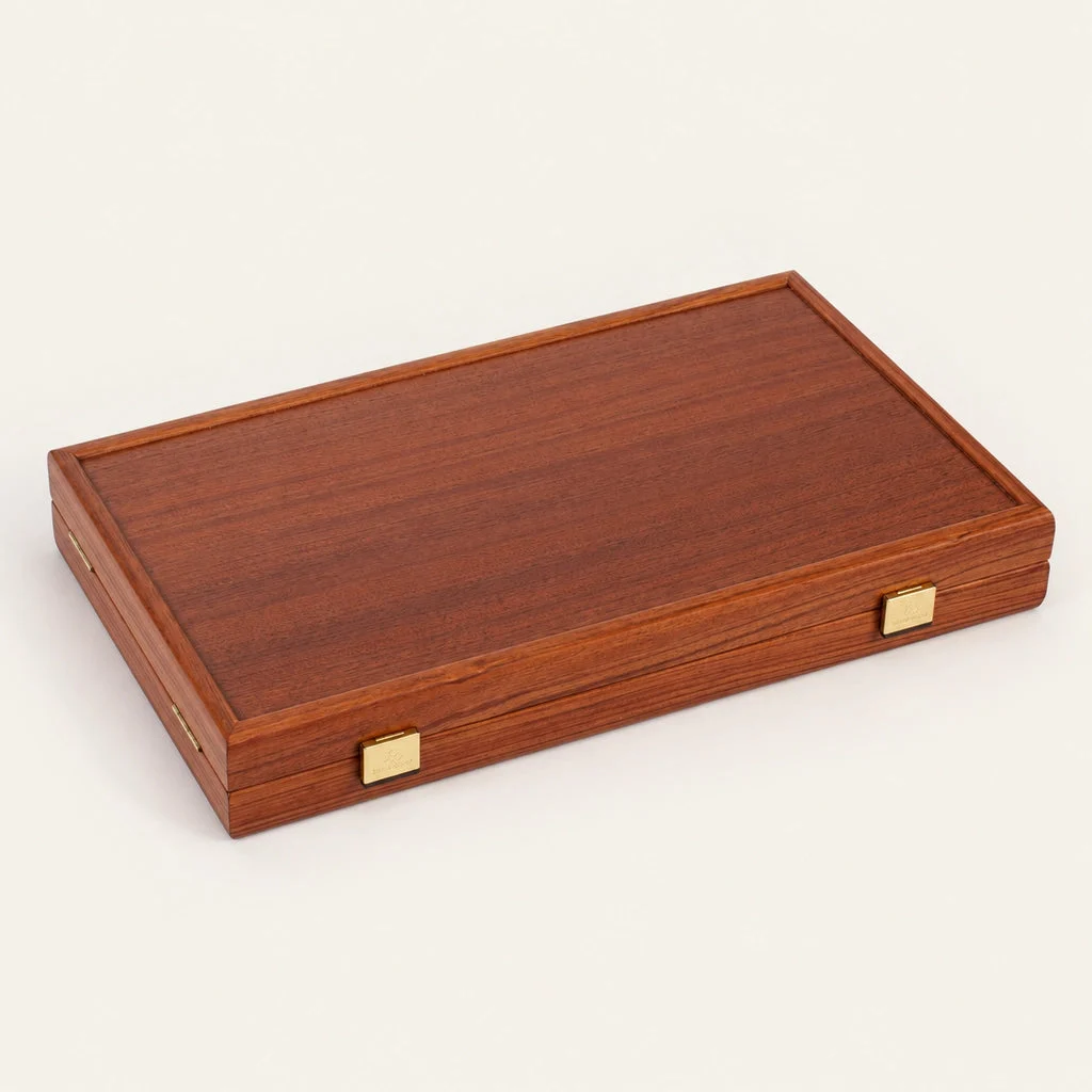 Backgammon Manopoulos Acajou BMM2 – zamknięta kasetka, zapięcie i zawiasy