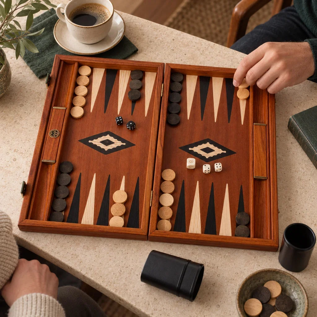 Backgammon Manopoulos Acajou BMM2 – partia w toku