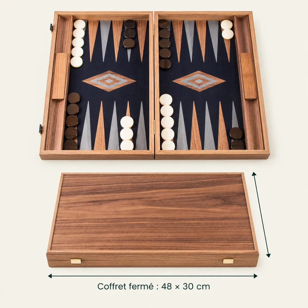 Backgammon Manopoulos BKB1 z orecha a čierneho duba — rozmery