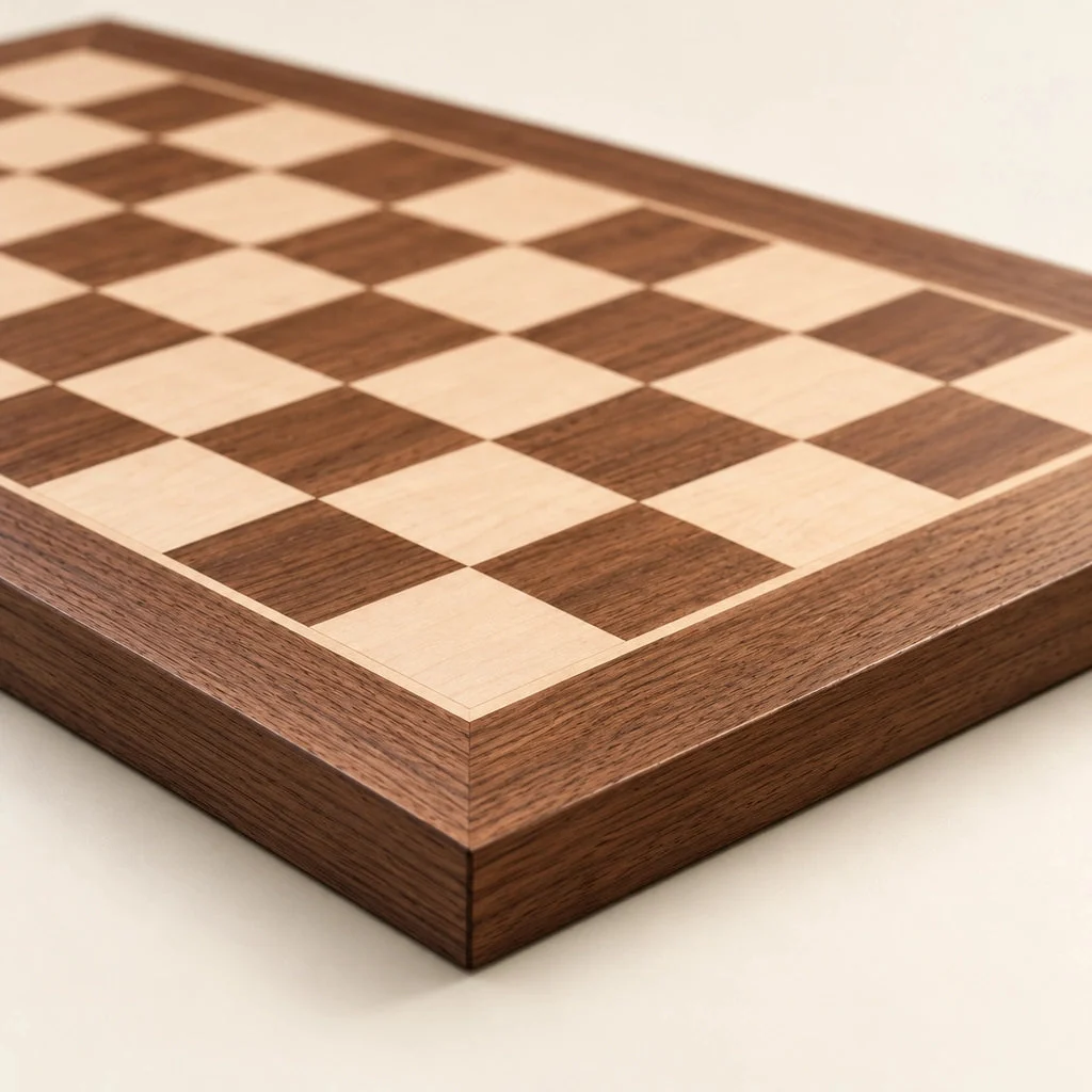 No. 4 walnut and sycamore chess board — thickness of the board
