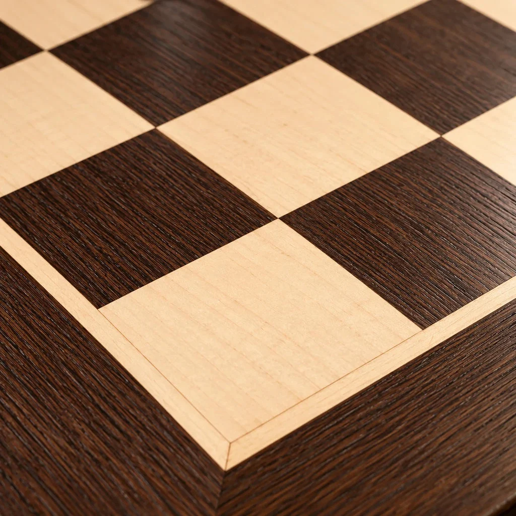 No. 4 wenge and maple chess board — detail of the squares