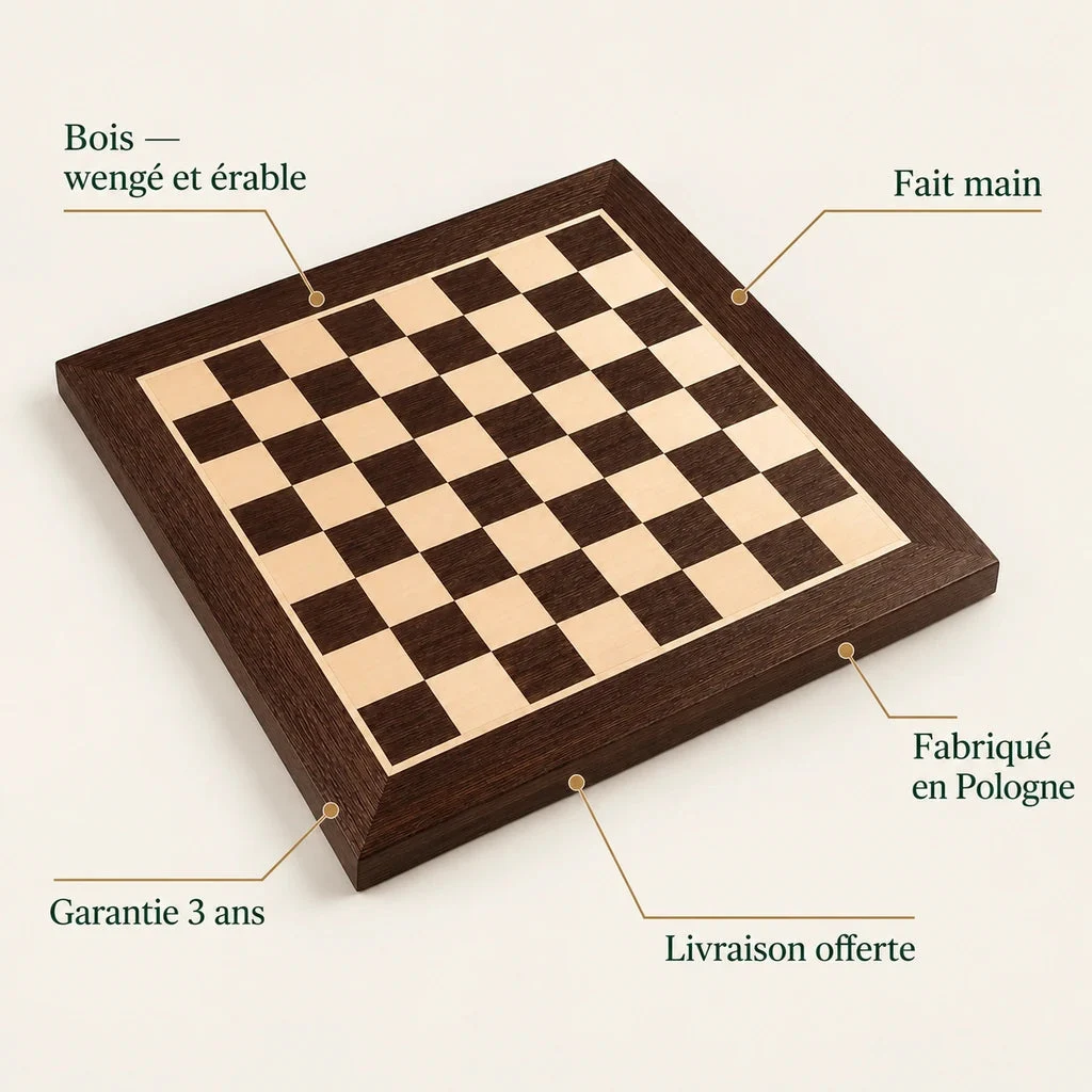 No. 4 wenge and maple chess board — key features