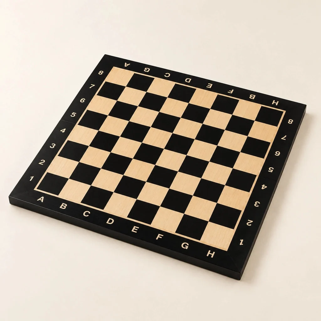 No. 4 black tournament chess board — overview on a cream background