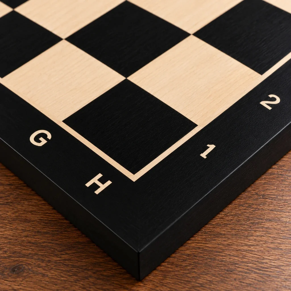 No. 4 black tournament chess board — detail of the border