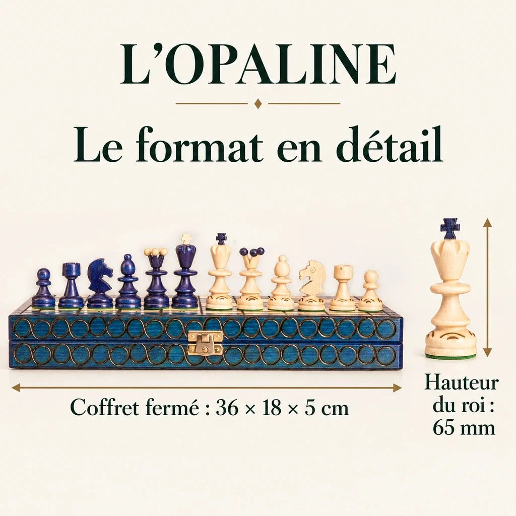 Dřevěné šachy L’Opaline — ověřené rozměry modelu